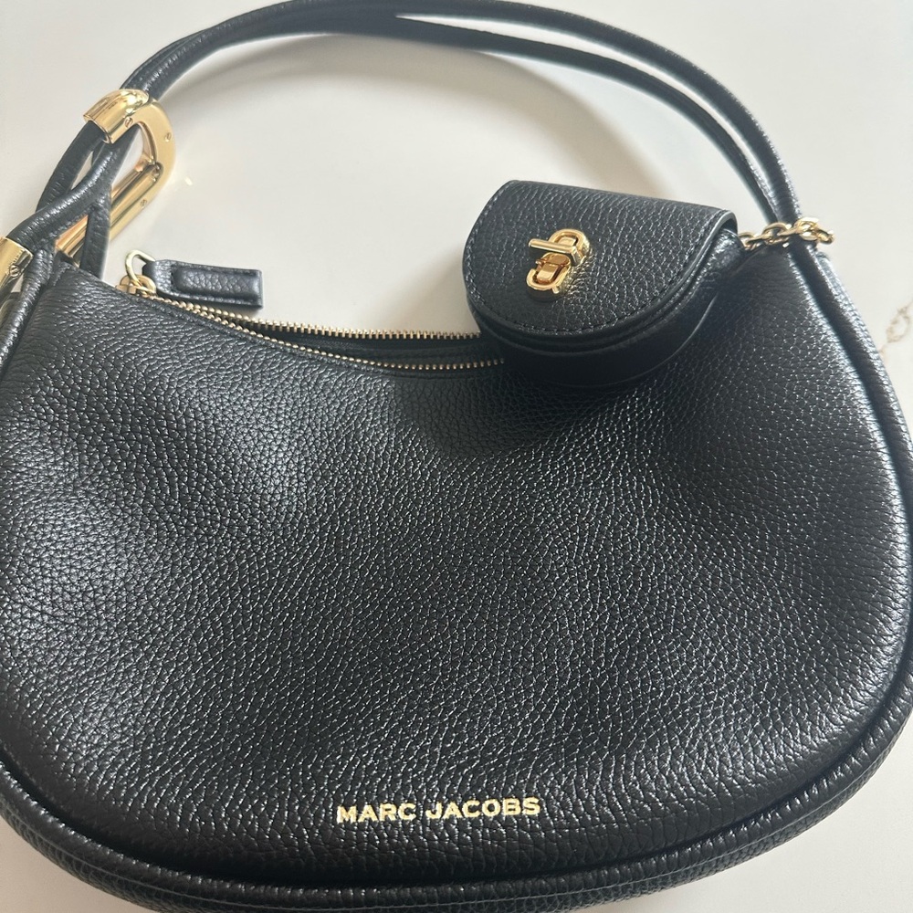Marc Jacobs Black Shoulder Bag with Gold Accents